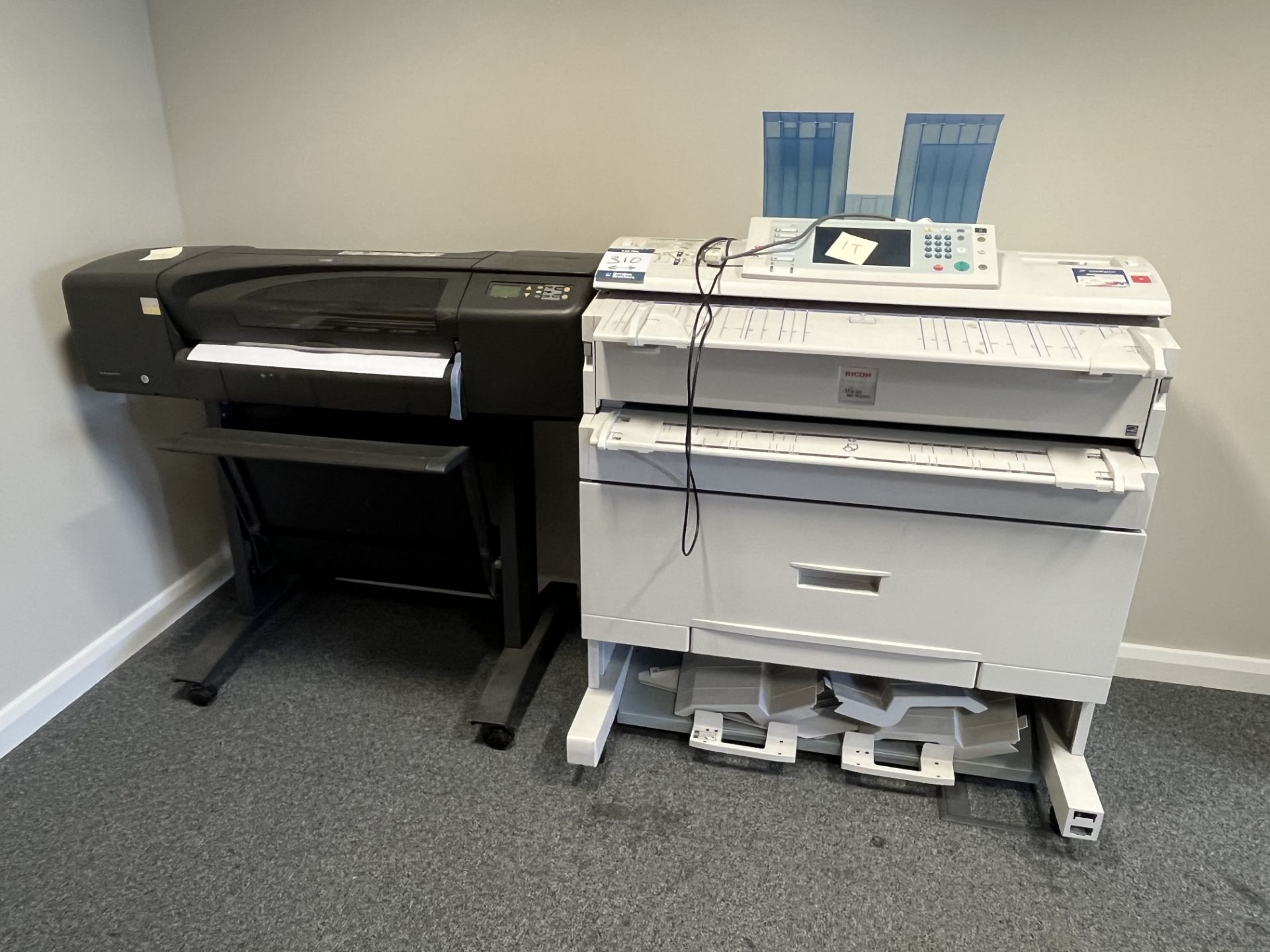 HP, DesignJet 800 and Ricoh, AF1C10 MP W2401 wide format printers (working condition unknown)