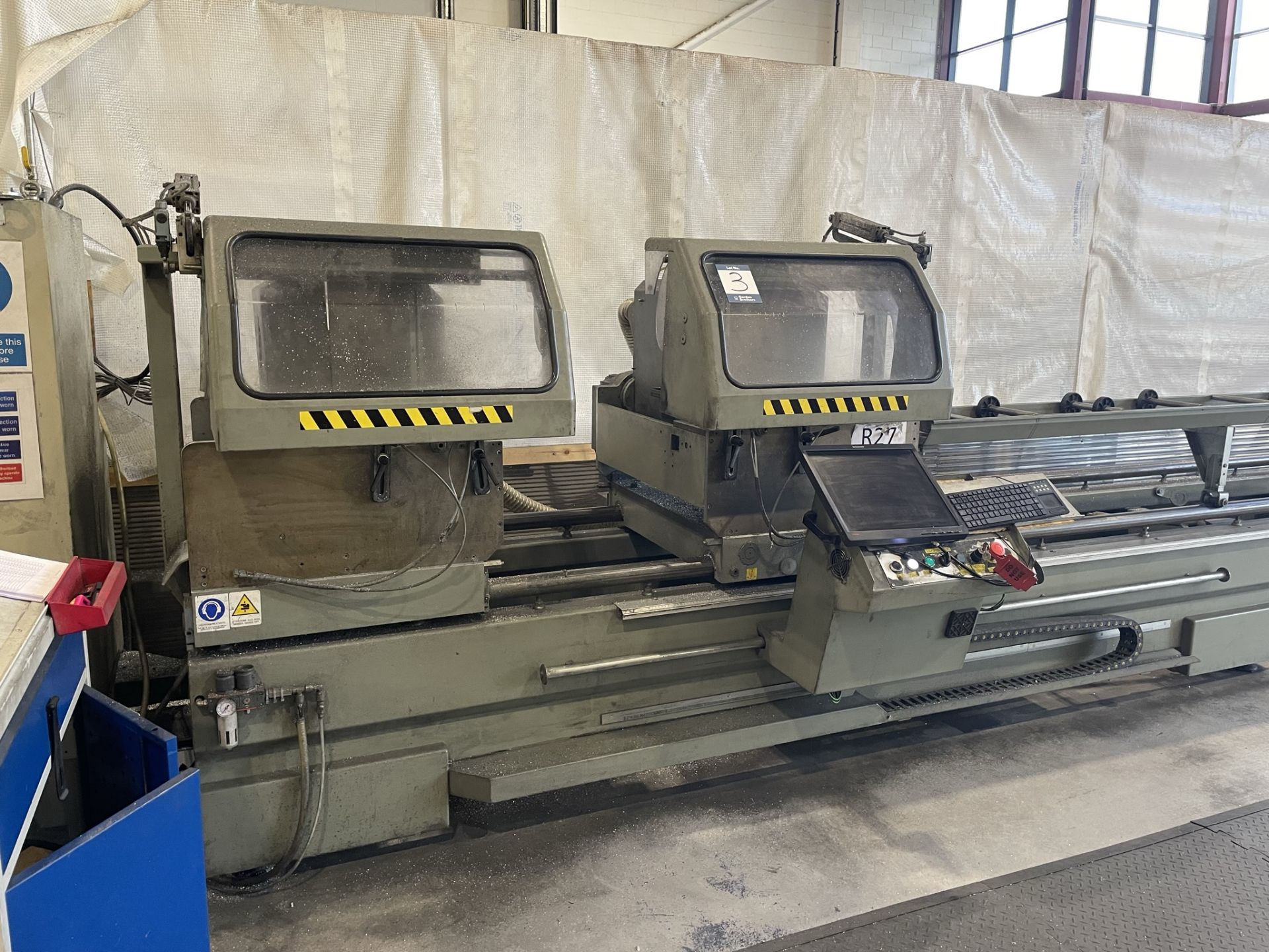 Emmegi, Twin Electra Sun TU/6 CNC twin head mitre saw, Bed: 6200mm, Serial No. M275603 (DOM: 2004)