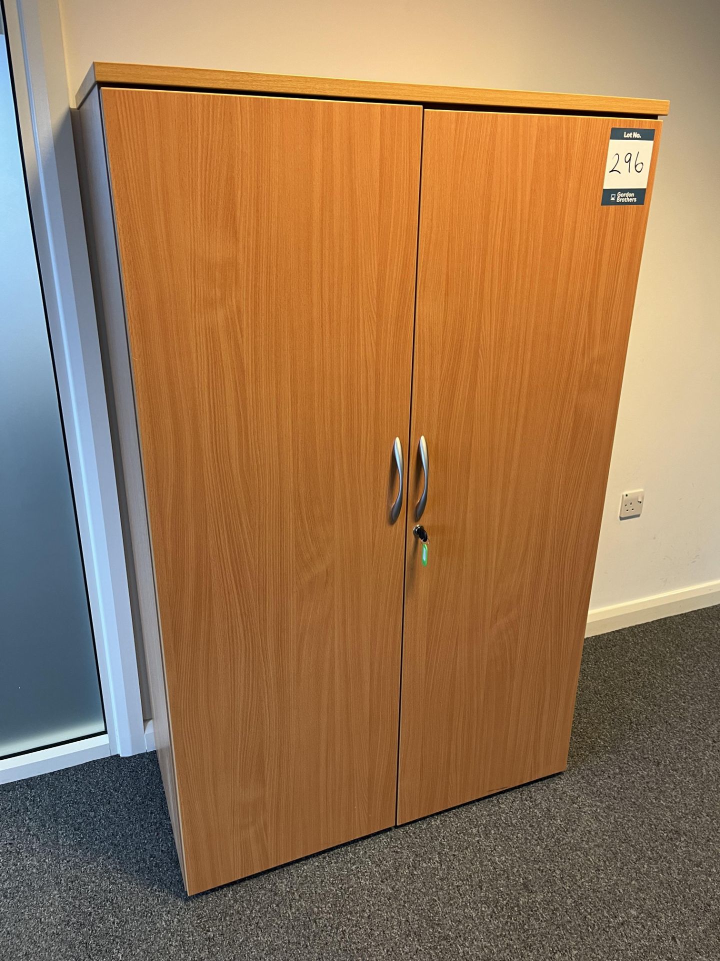 3x (no.) tall light oak veneer double door cupboards - Image 3 of 3