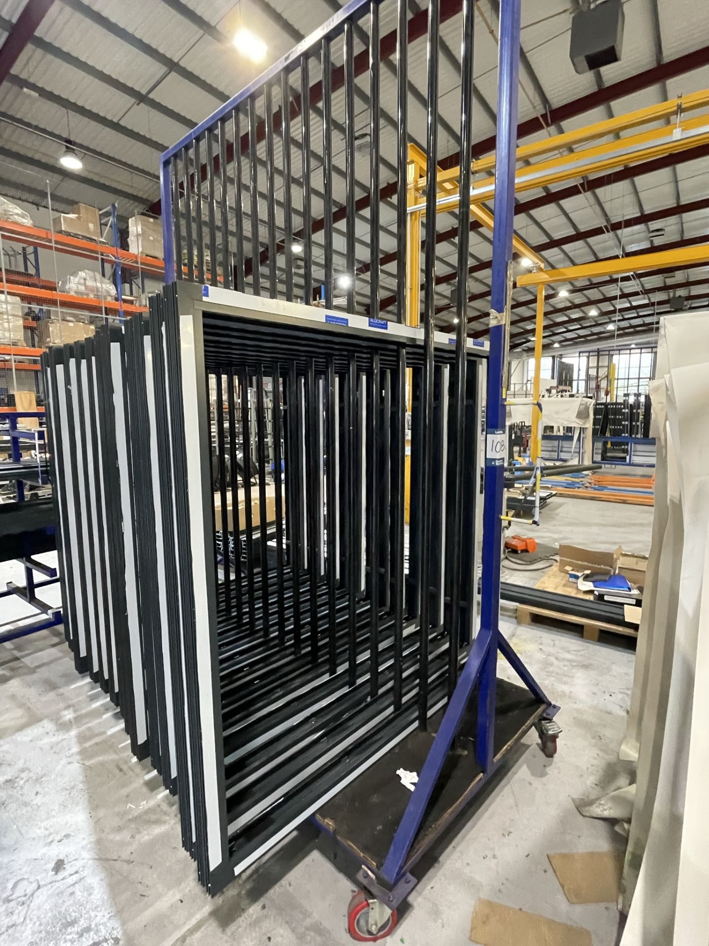 Metal framed, seventeen section transport frame, 2500 x 1200 x 3400mm approx. (excluding contents)