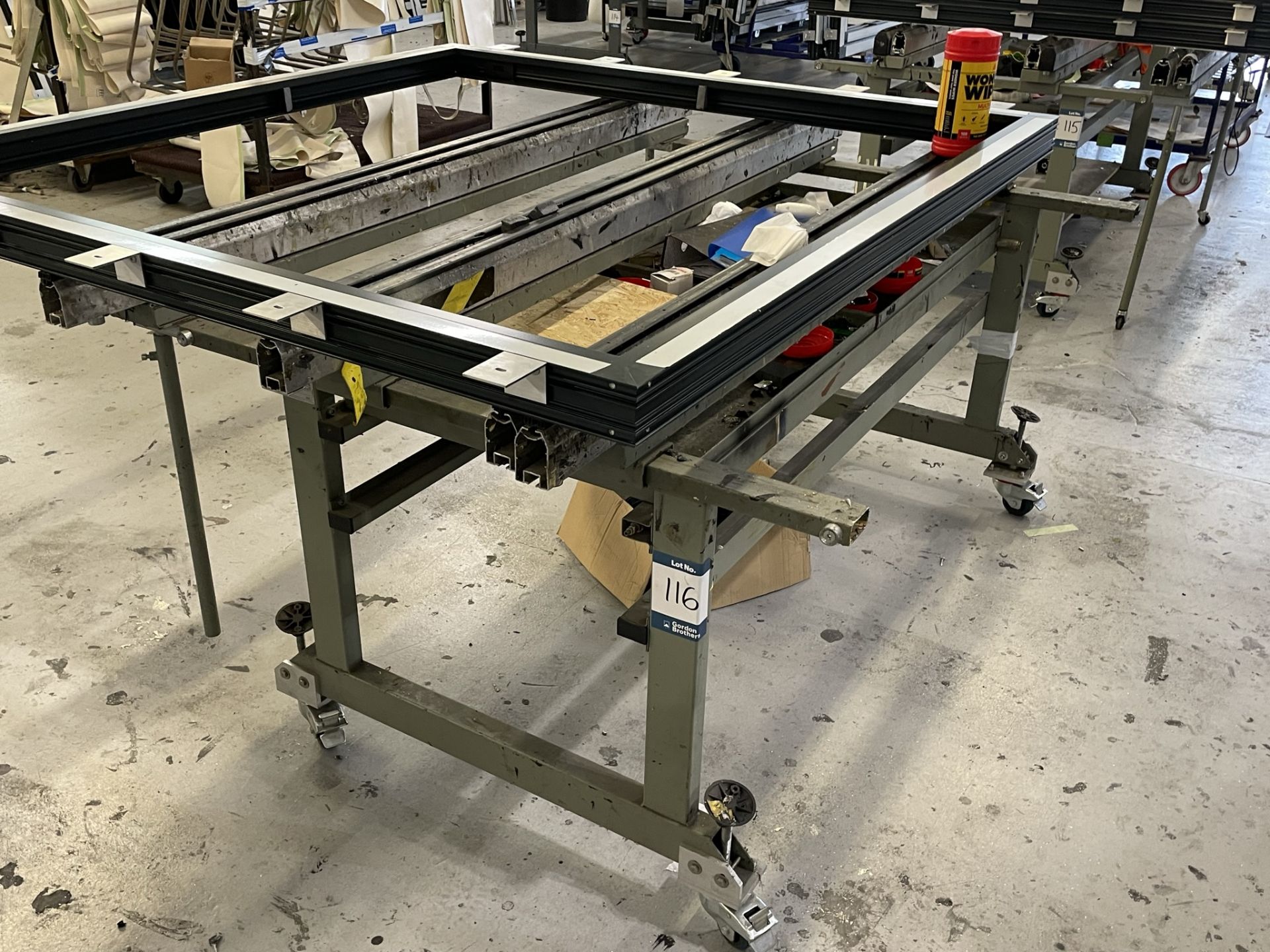 Mobile/expandable window frame fabrication bench, 2000 x 1400mm approx. (excluding contents) - Image 2 of 2