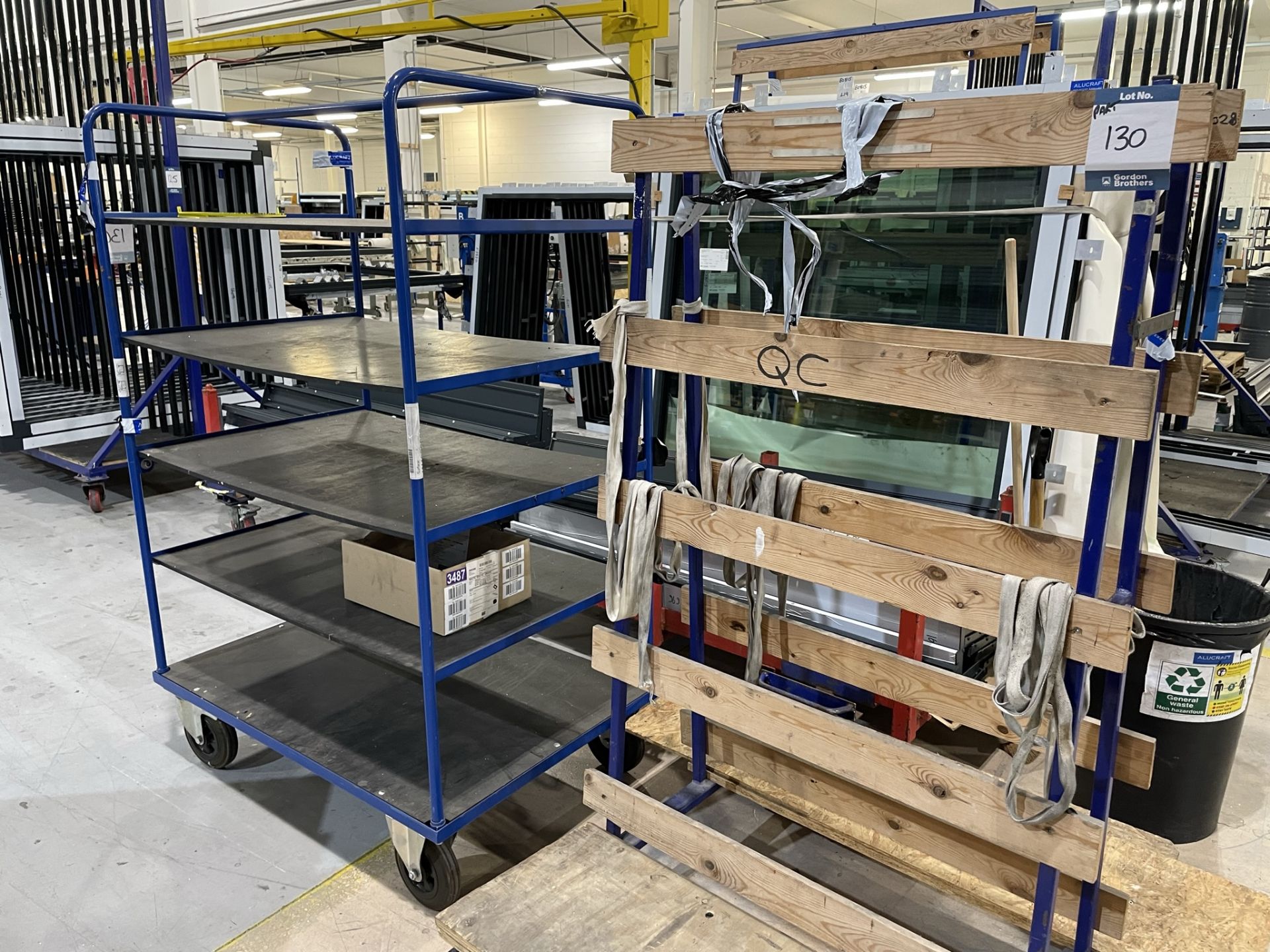 2x (no.) metal framed double sided transporter racks and metal framed, five tier transporter rack ( - Image 2 of 4