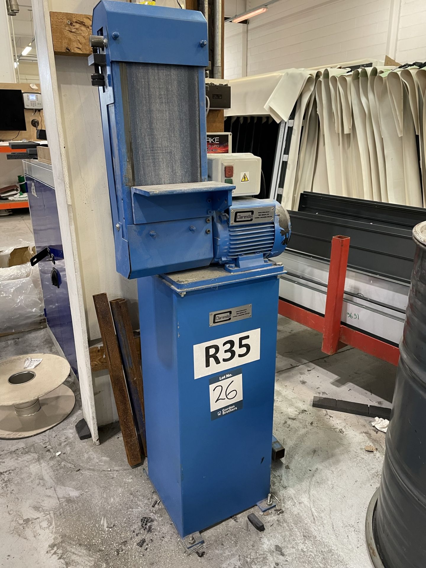 Clarendon, 6" belt linishing machine and pedestal stand