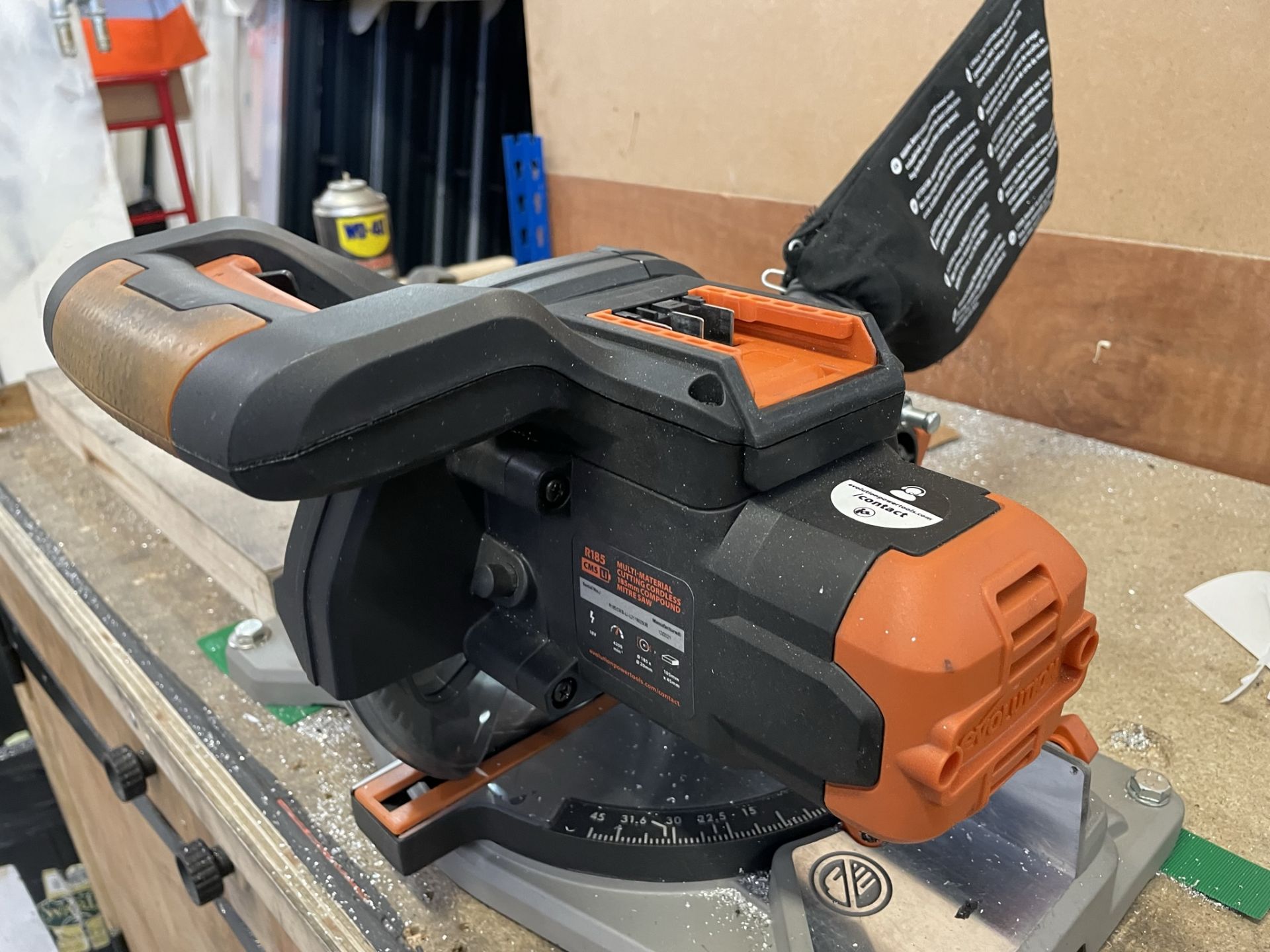 Evolution, R185 cordless mitre cut off saw (missing battery/charger) - Image 2 of 2
