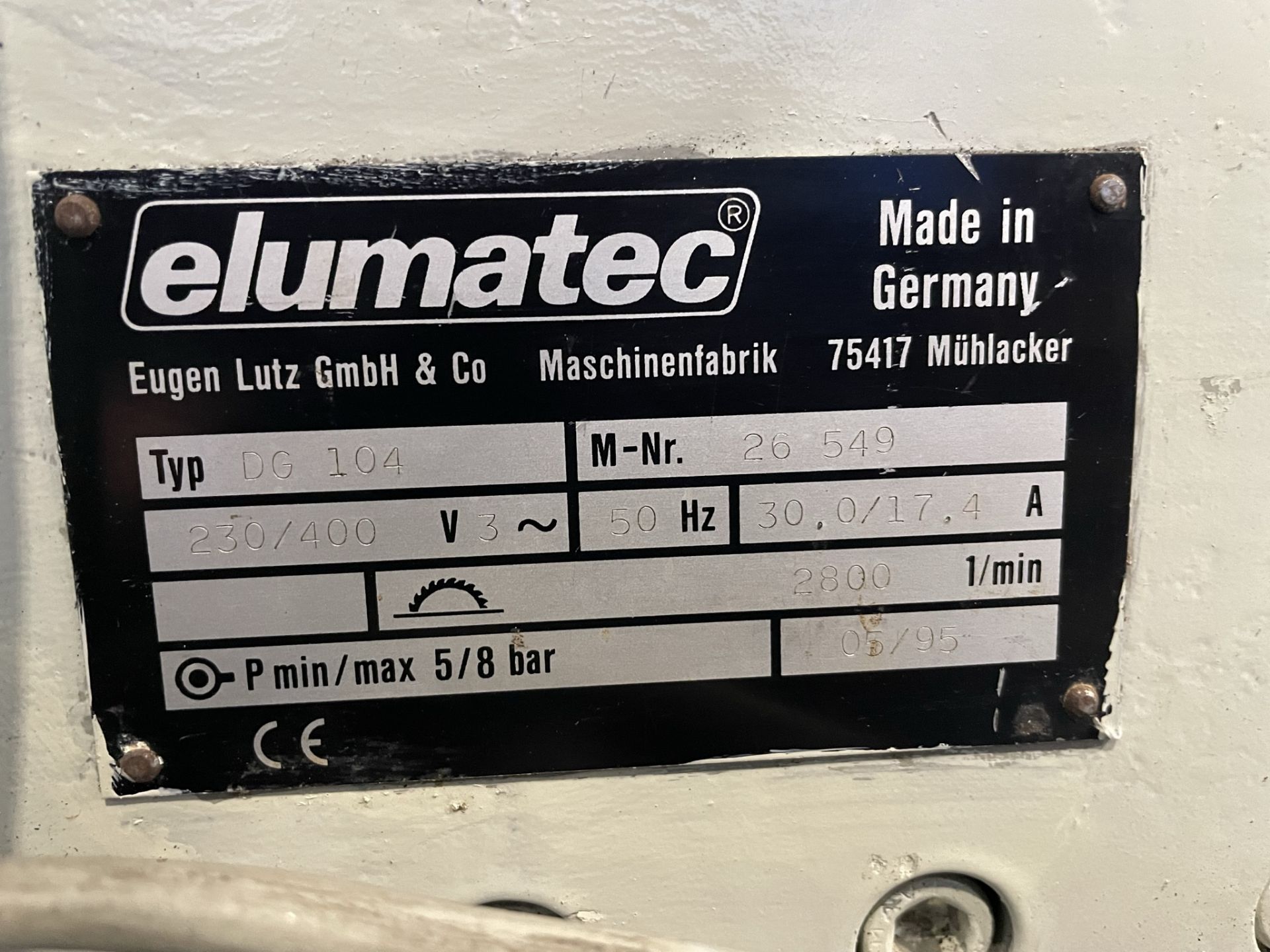 Elumatec, DG104 twin head mitre saw, Serial No. 26.549 (DOM: 1995) (in need of repair) - Image 3 of 4