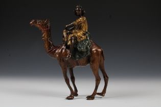 A Rare Signed Bergman Bronze Statue of a Man on a Camel from the 19th Century made for the Turkish