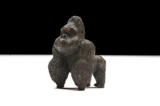 A Japanese Bronze Okimono Figure of a Gorilla. H: Approximately 4.7cm