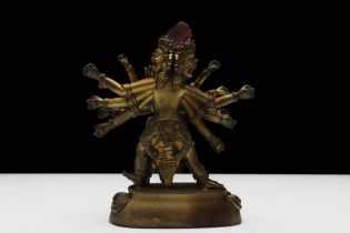 A Fine Tibetan Bronze Gilt Samvara and His Consort Vajravilasini Buddhist Statue from the 19th