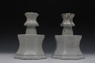 A Pair of Chinese Octagonal Candlesticks Decorated with Floral Patterns. H: Approximately 27cm L: