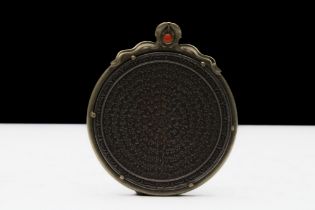 A Chinese Tibetan Iron Vajra Faqi Buddhist Pendant Depicting Inscriptions. D: Approximately 5.1cm