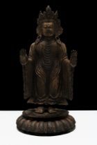 A Chinese Tibetan Large Bronze Gilt Kwan-yin Guan Yin Buddhist Statue. H: Approximately 33cm
