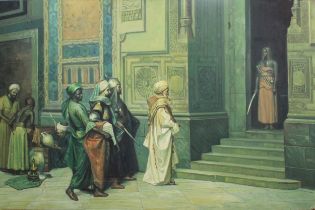 An Orientalist Painting Depicting Slaves with a Man and a Sword 91 X 60cm