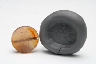 A Fine Greek Agate Scarab Seal Depicting the Sign of God Zeus.