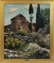 Sir Victor Wellesley (1876-1954). Oil on Canvas. Title; A Convent at Daphne near Athens, Greece.