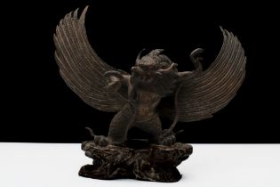 A Chinese Tibetan Bronze Figure of a Garuda Bird. H: Approximately 24.2cm L: Approximately 30cm