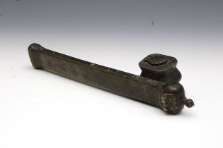 An Islamic Possibly Ottoman Brass Pen Case with an Ink Chamber from the 19th Century. H: