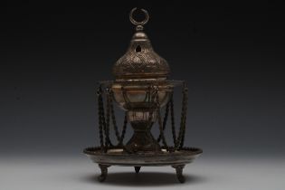 A Middle Eastern 840 Silver Tested Incense Burner from the 19th- 20th Century. H: Approximately 16cm