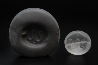 A Rock Crystal Scarab Gem Depicting a Snake.