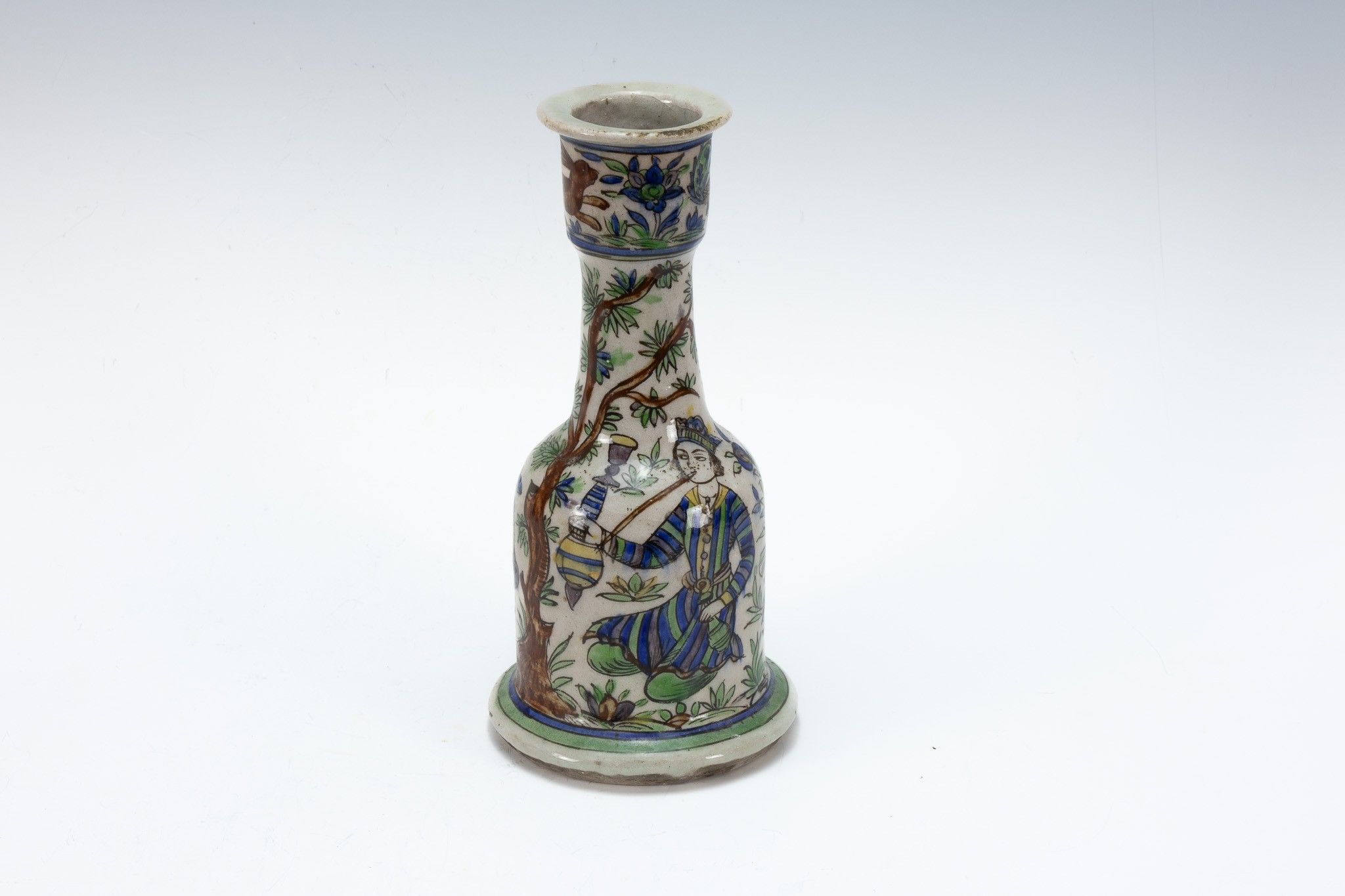 An Islamic Qajar Ceramic Vase from the 19th Century Depicting a Men Sitting in a Field.

H: Approxim - Image 2 of 4