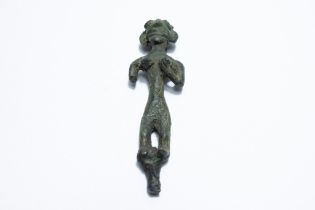 A Luristani Bronze Figure of a Goddess from 600 B.C. H: Approximately 10.4cm