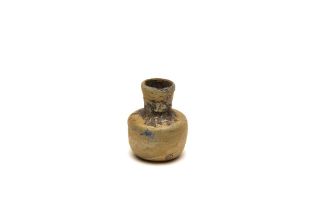 An Islamic Small Glass Bottle with Gold Coloured Patina from the 11-12th Century. H: Approximately