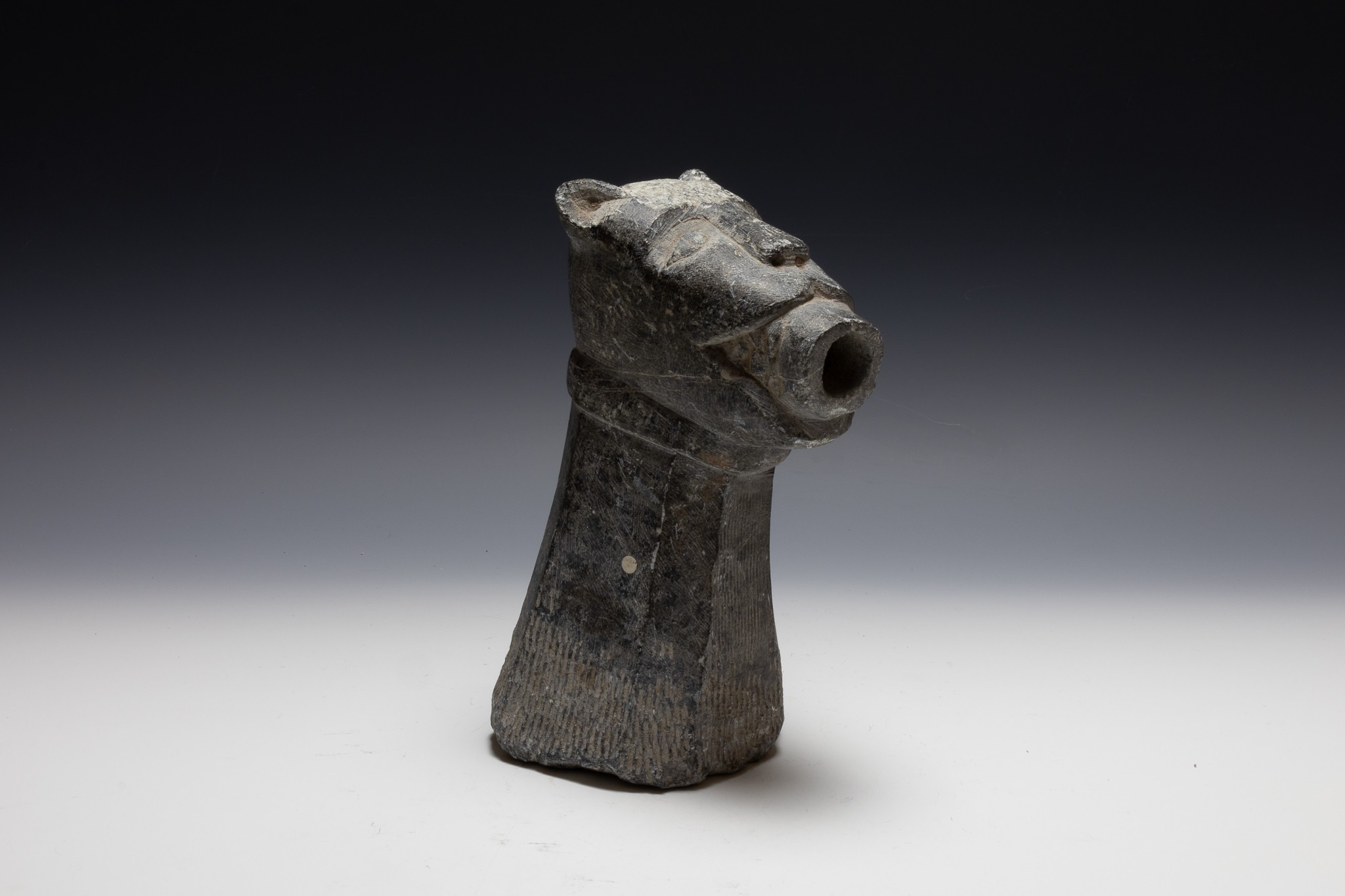 An Antique Indian Islamic Schist Spout in the Form of a Lion. 

H: Approximately 27cm  - Image 2 of 4