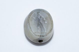 A Roman Sulaymaniyah Agate Stone Depicting a Roman Fighter.

L: Approximately 2.5cm 
