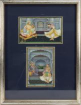 A Lot of 2 Indian Mughal Style Miniature Paintings in a Frame Depicting 2 People Dancing.

Approxima