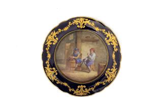 An Antique French Porcelain Plate with a Character Mark to the Base. D: Approximately 24cm