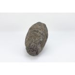 A Gloss (Obsidian) Head of a Man from Circa 1400 - 1700 B.C. from the Eastern Mediterranean.

H: App