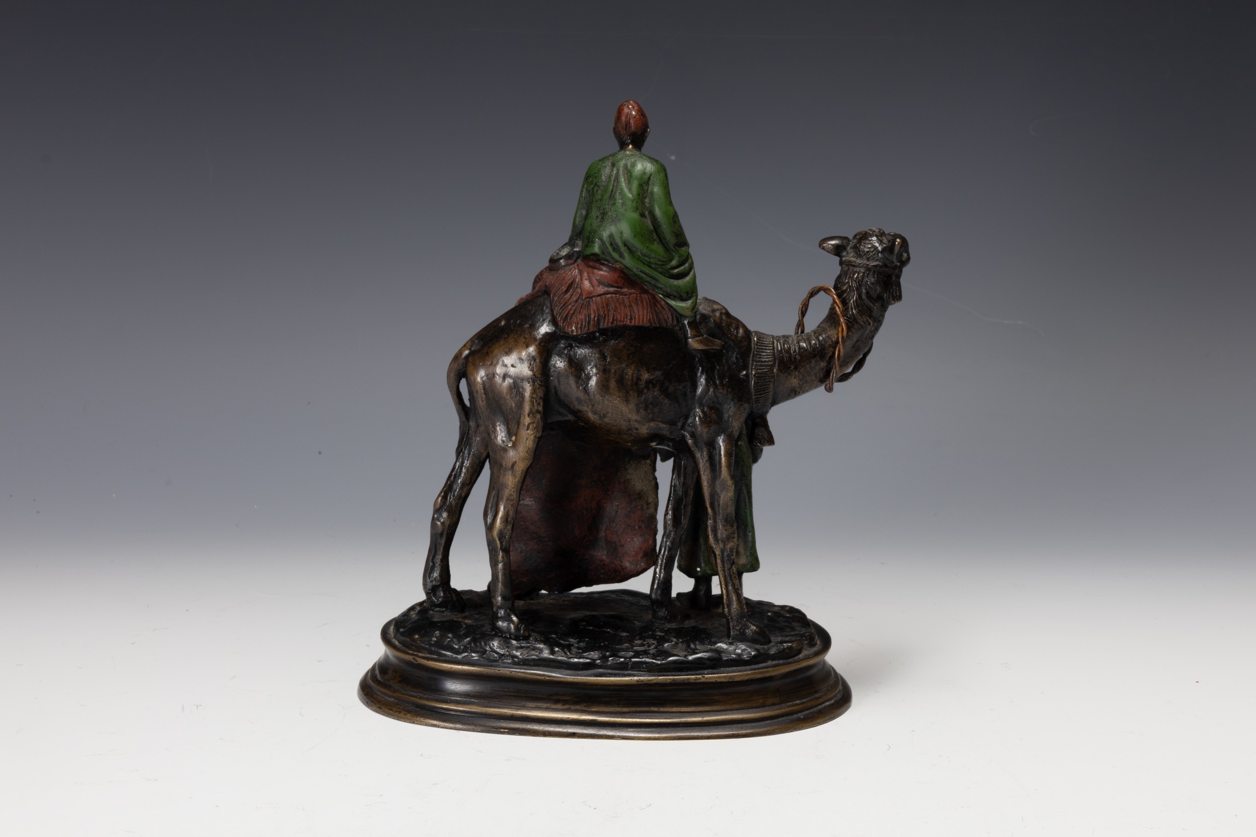 A Carl Kauba Bronze Figure of a Man on the Back of a Camel and Another Standing Below, Signed on Bas - Image 2 of 4