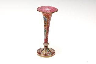 An Antique Bohemian Red Glass Vase from the 19th Century. H: Approximately 23cm