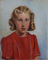 A Mid 20th Century Portrait of a Girl,
Signed and Dated Lower Right
Charles Lindley 1944
Oil on Canv