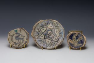 A Lot of 3 Raqqa Ceramic Well of Plates from the 13th Century. D: Approximately 7.5- 14.3cm