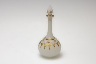 An Antique French Opaline Glass Decanter from the 19th Century. H: Approximately 20cm
