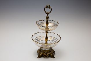 A Vintage French Glass Serving Stand from the 19th Century. H: Approximately 35cm