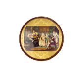 A Large Vienna Porcelain & Gilt Plate Depicting a Family Gathering from the 19th Century.

D: Approx