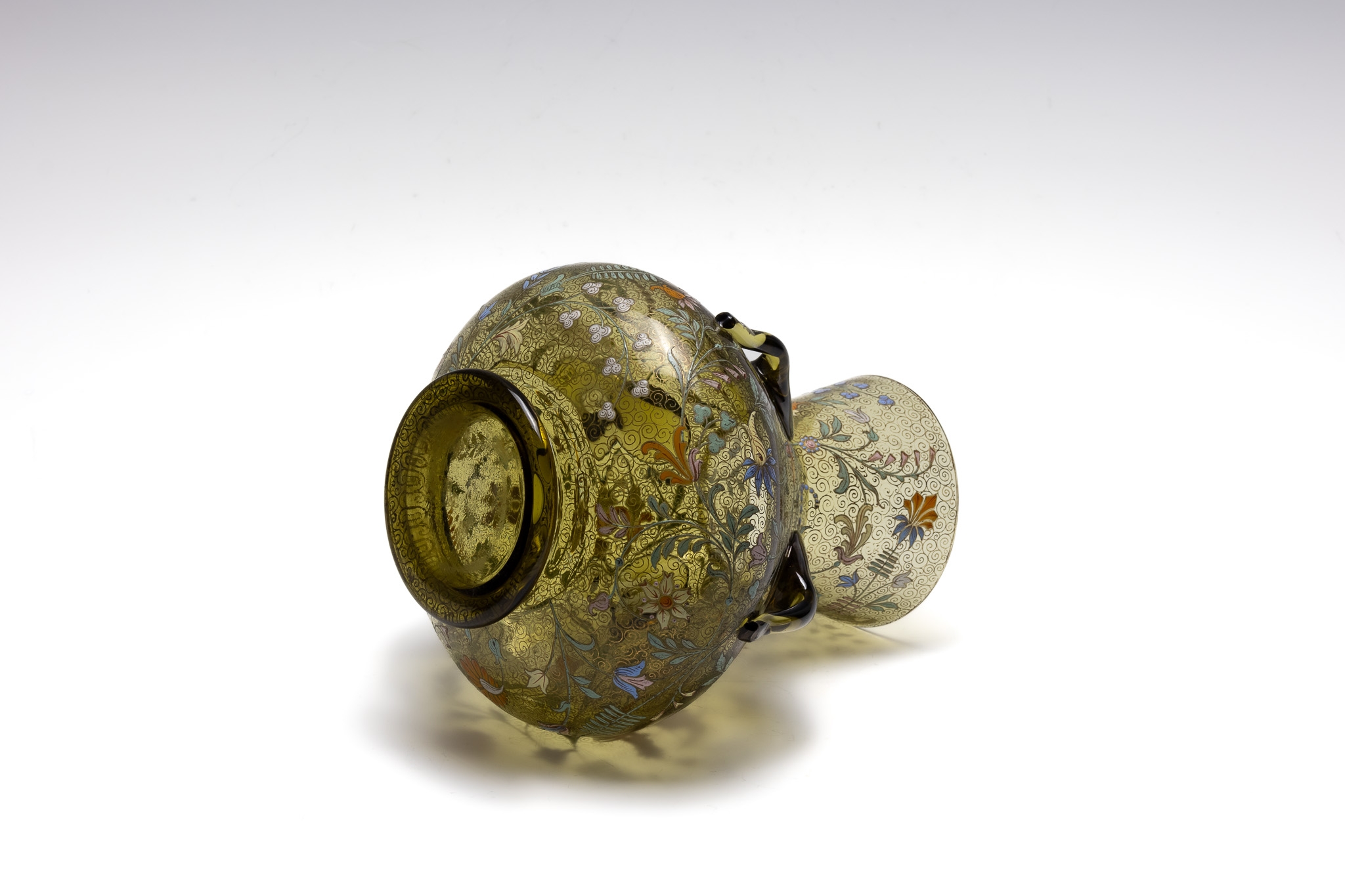An Antique Enamel and Gilted Glass Mosque Lamp from the 19th Century.  - Image 2 of 3