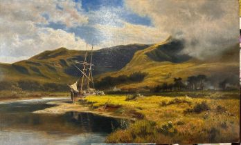 A Very Large Landscape Painting by Robert Gallon (1845-1925) from the 19th Century.

Signed 'R. Gall