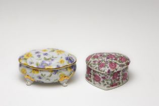 A Lot of 2 Vintage Continental Decorative Porcelain Jewellery Boxes Depicting Floral Patterns.