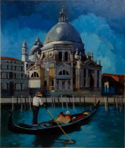 An Oil Painting of Basilica di Santa Maria della Salute, Venice, Italy by Jimaa Alaa. Oil on canvas