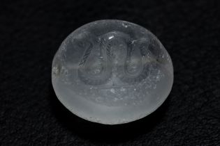 A Rock Crystal Scarab Gem Depicting a Snake. 