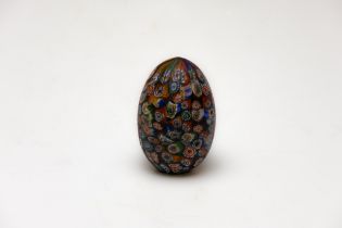 A Vintage Murano Glass Millefiori Egg from the 19th Century. H: Approximately 8cm