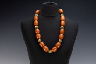 A Tribal Yemeni Amber Colour Beads Necklace.

220g 