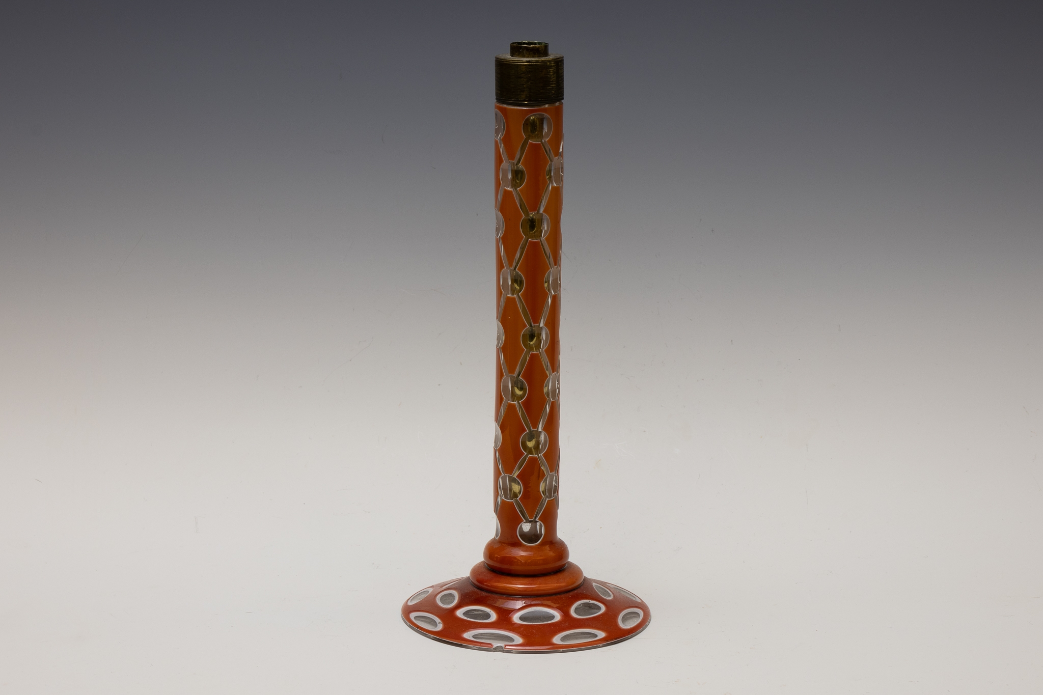 An Antique Bohemian Glass Lamp Stand from the Mid-19th Century.

H: Approximately 37cm 
