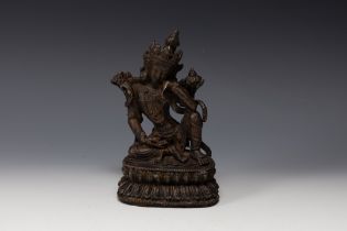 A Tibetan Bronze Gilted Buddhist Figure of Guan Yin. H: Approximately 19.5cm