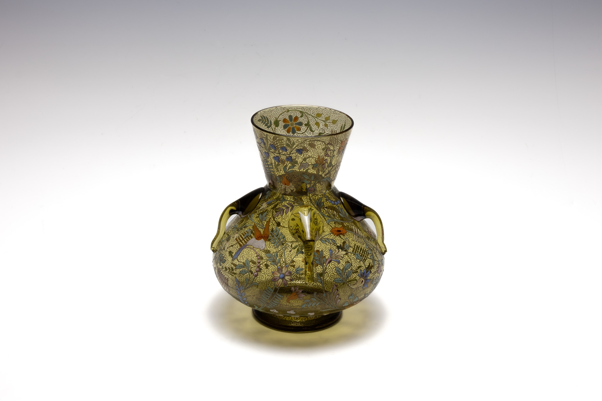 An Antique Enamel and Gilted Glass Mosque Lamp from the 19th Century. 