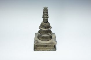 A Gandharan Style Grey Stone Stupa. H: Approximately 32cm