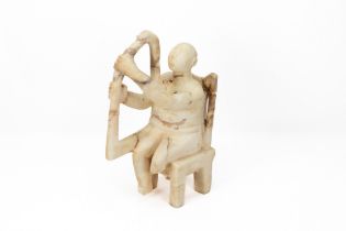 A White Marble Seated Musician in the Style of the 3rd Millennium B.C of the Cyclonic Period. H: Ap