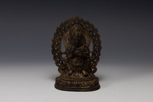 A Tibetan Bronze Gilted Buddhist Figure of Vajra. H: Approximately 16cm